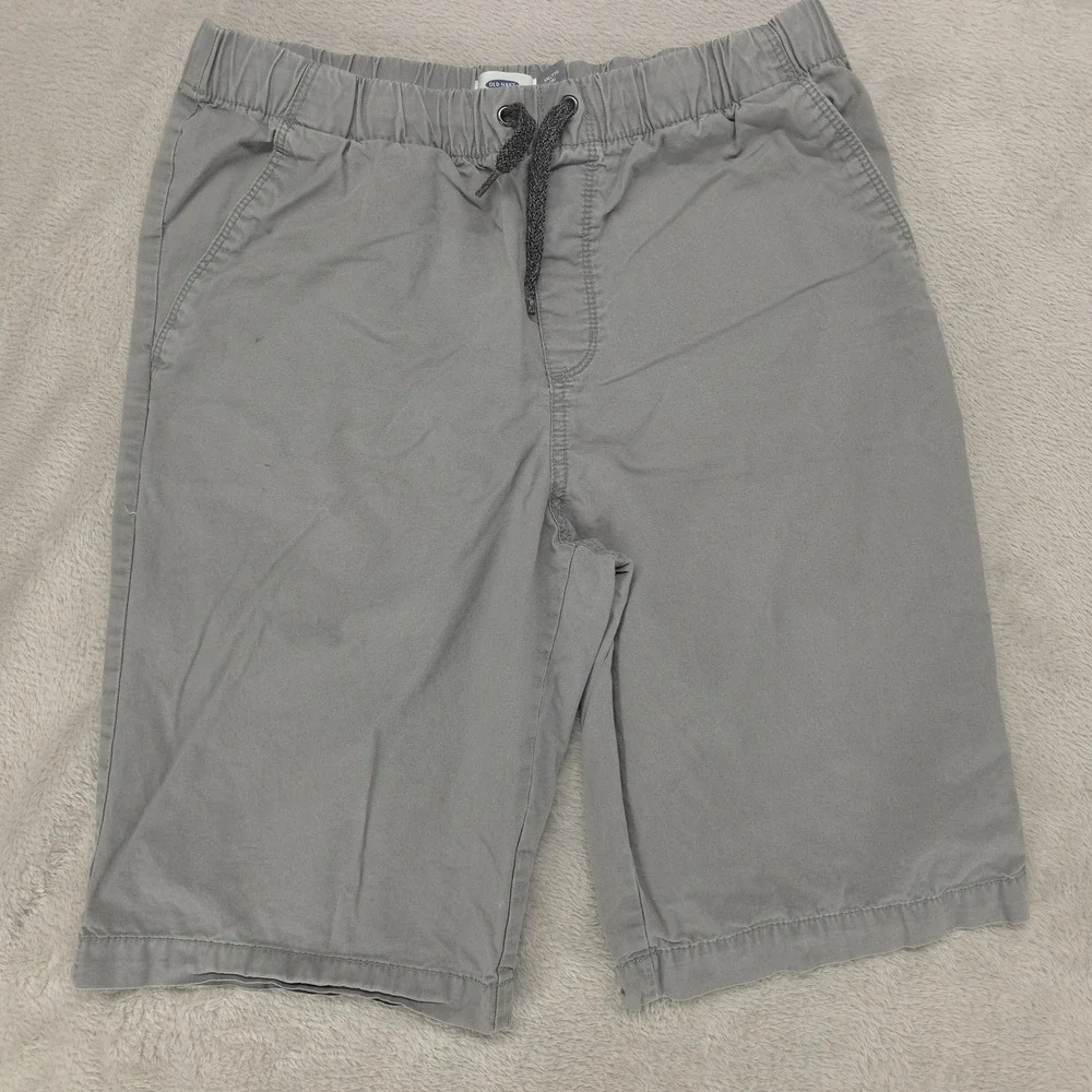 Old‎ Navy Shorts Boys 18 Gray Twill Chino Elastic Waist Drawstring Summer Casual
